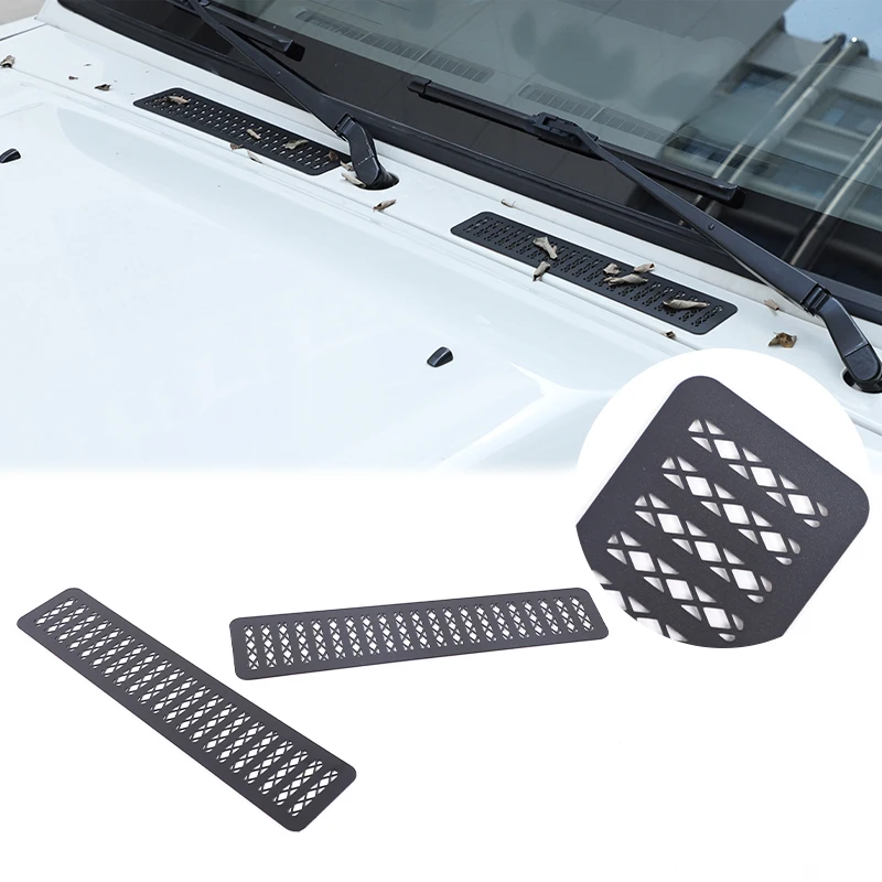 For Toyota LC71 LC76 LC79 2007+ Stainless Steel Black Car Front Windshield Drain Hole Anti-blocking Mesh Cover Car Accessories