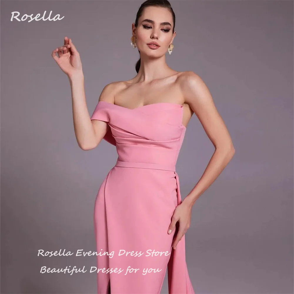 ROSELLA-Robe de Soirée Plissée Rose pour Femme, Longueur au Sol, Sirène, Devant, Fente Haute, Nouvelle Collection 2023