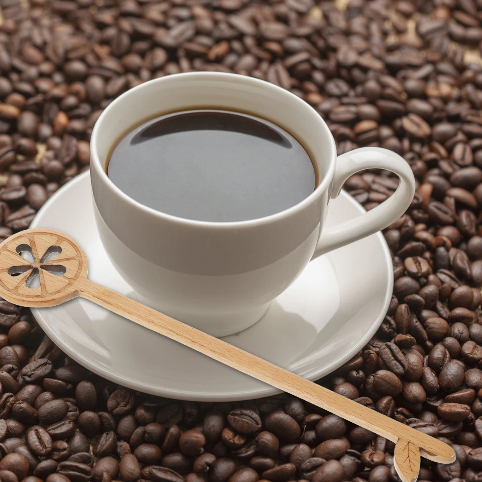 

2Pcs Wood Mixing Spoon Long Handle Kitchen Stirring Coffee Tea Beverage Spoons Practical Smooth Surface