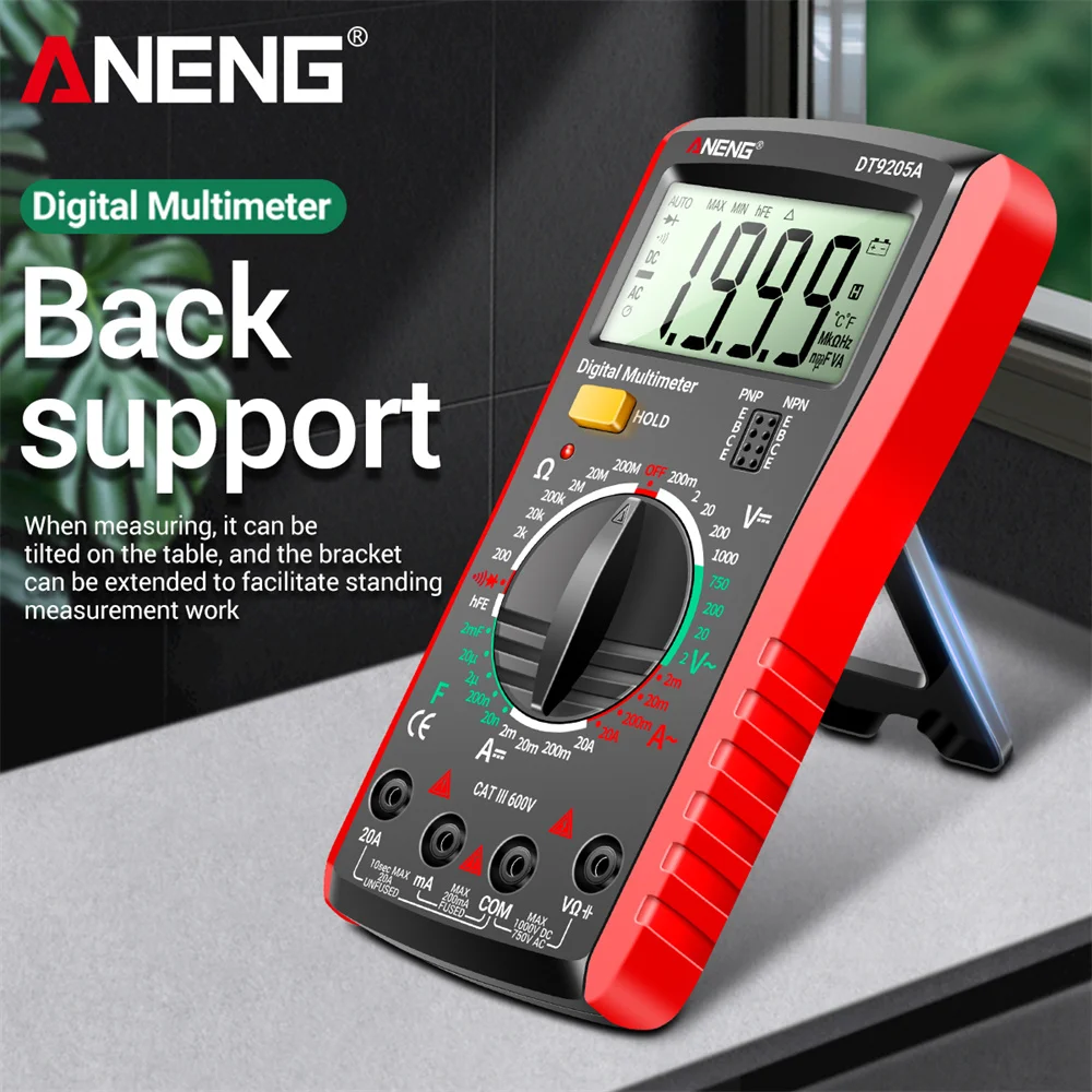 ANENG DT9205A Digitales Multimeter Automatisch Professionell 1999 Messungen Auto AC/DC Spannungsprüfer Ohm Strom Amperemeter Detektor Werkzeug – Detail 2