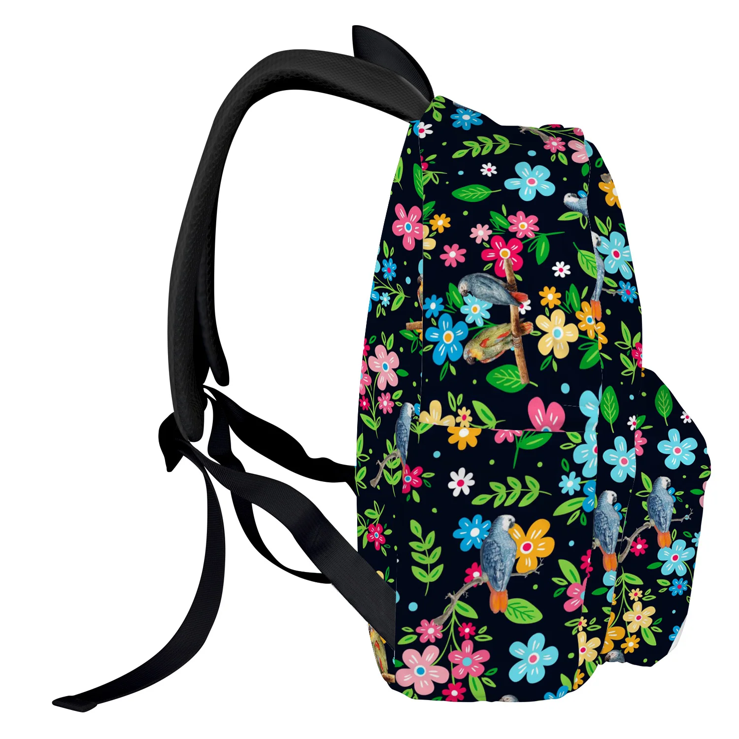 Spring Flower Parrot Colorful Women Man Backpacks Waterproof Travel School Backpack For Student Boys Girls Laptop Bags Mochilas