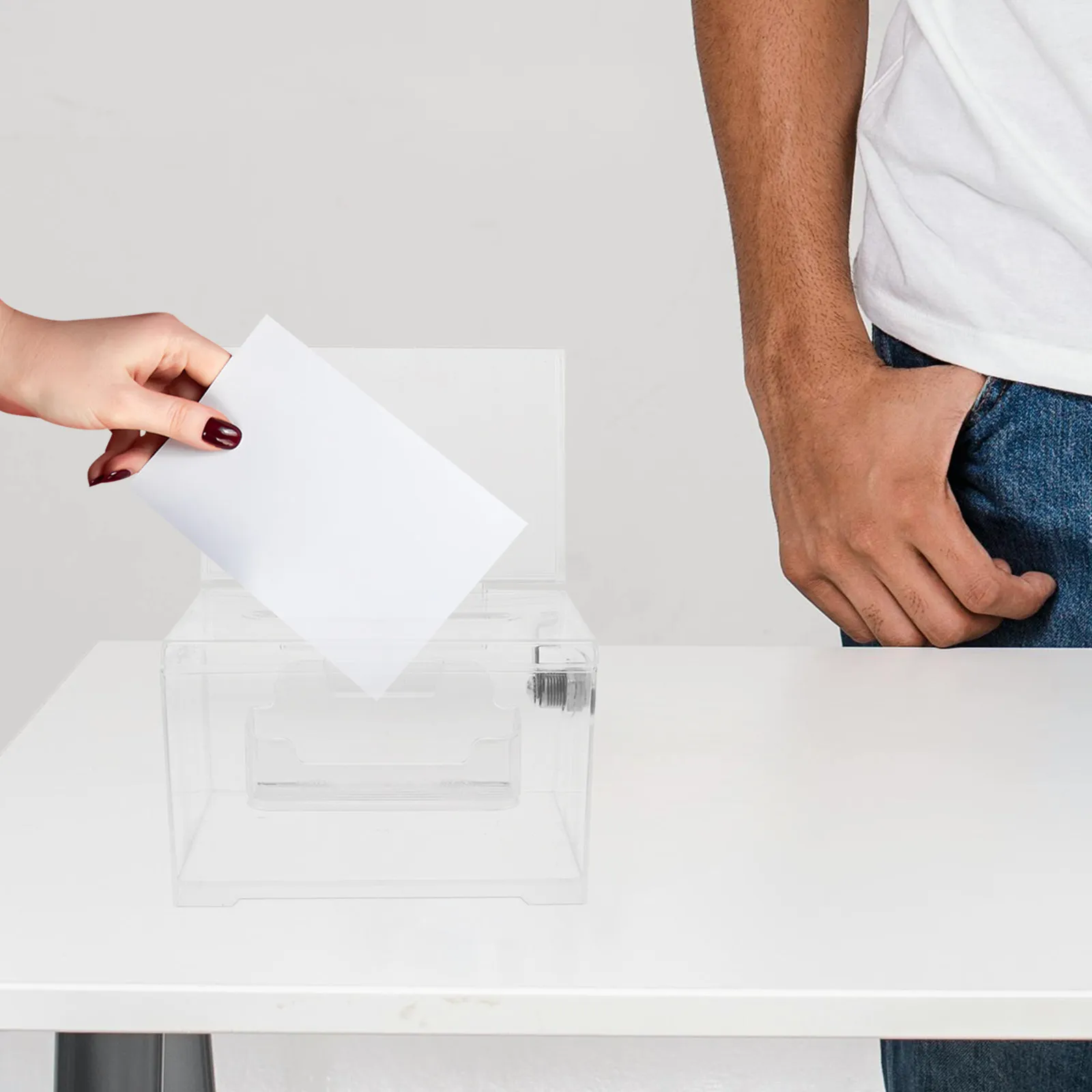 Transparent Acrylic Lock Box for Voting Suggestions Donations Clear Ballot Box Fundraising Corporate Meetings Exhibitions