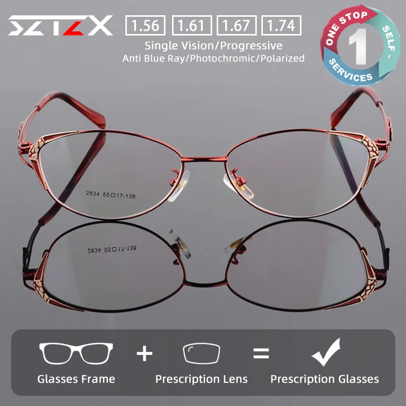 SZTZX New Fashion Durable Versatile Prescription Glasses Anti Blue Light Women Myopia Glasses Custom Progressive Reading Eyewear