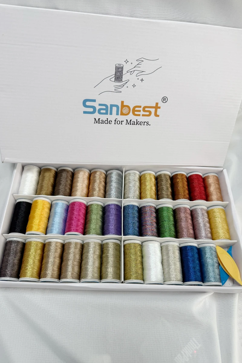 2026 Sanbest 3-fädiges Metallic-Filzgarn-Set für Shuttle-Tatting-Spitze, DIY handgemachtes Armband, Ohrringe, Makramee-Garn-Bastelset – Detail 3