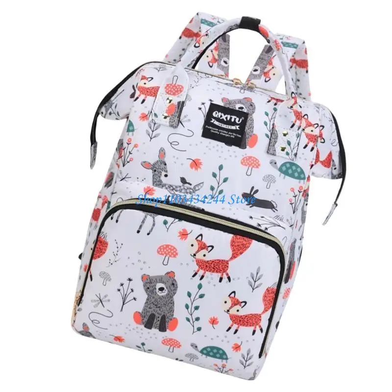 Spacious Oxford Diaper Bag Case for Active Mom Portable Travel Handbag Backpack with Insulated Bottle Storage Pocket