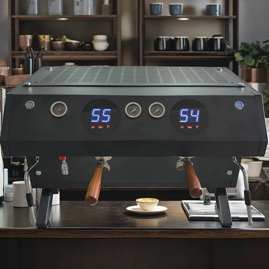 

Commercial Espresso Coffee Maker All-Copper Piping Programmable 2-Head Stainless Steel Machine for Hotels and Coffee Shops