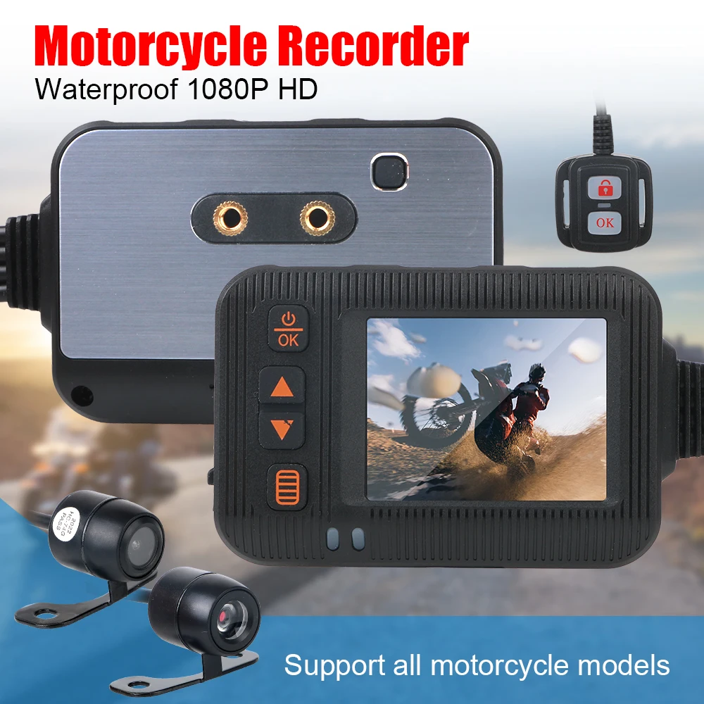 

2 Inch Dashcam 1080P/720P Waterproof Wide Angle Motorcycle DVR Wired Remote Control Front Rear Camera Video Recorder