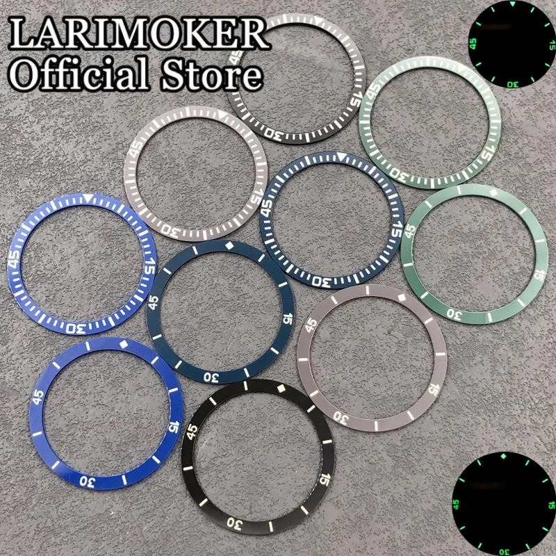 LARIMOKER New Fashion 31.5mm*38mm Ceramic Watch Bezel With Green Luminous Fit For Insert 40mm Watch Case Watch Accessories Parts