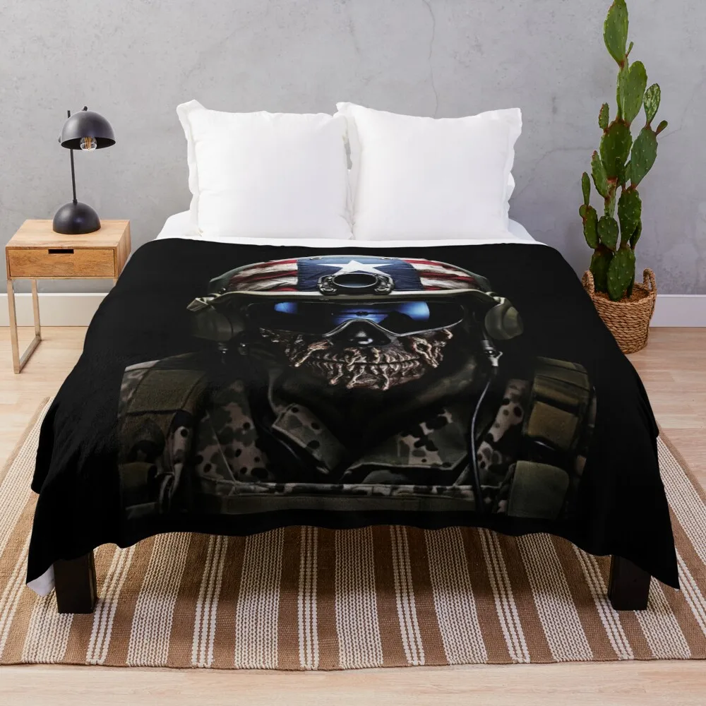 Patriotic Skull Stars and Stripes Throw Blanket Luxury Throw Summer Beddings Furrys Personalized Gift Blankets