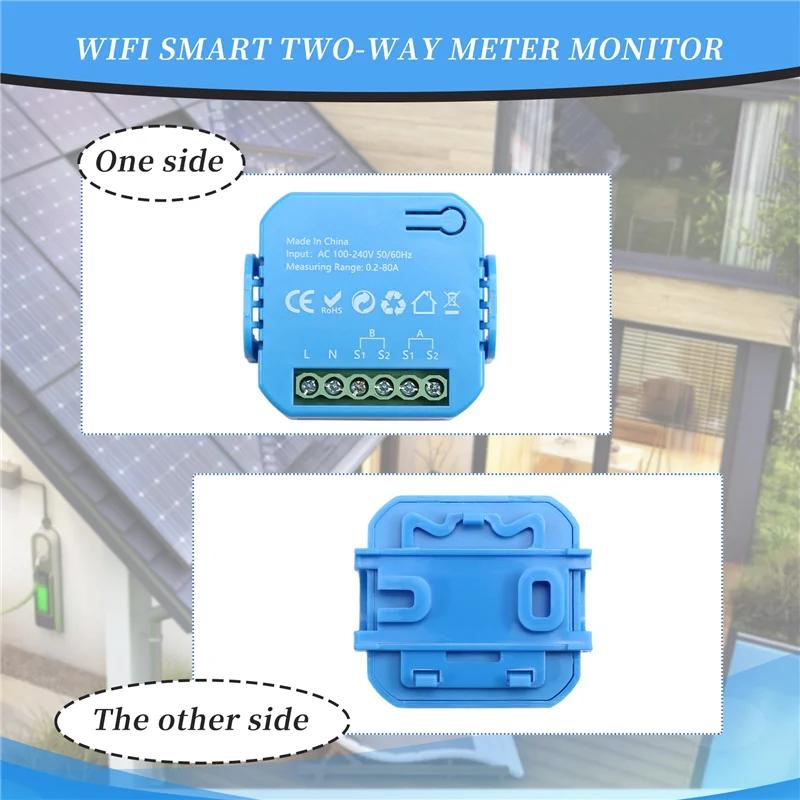 

AED7-2Pcs Tuya Smart Energy Meter Производство энергии Потребление двухнаправленного монитора мощности Поддержка управления через приложение