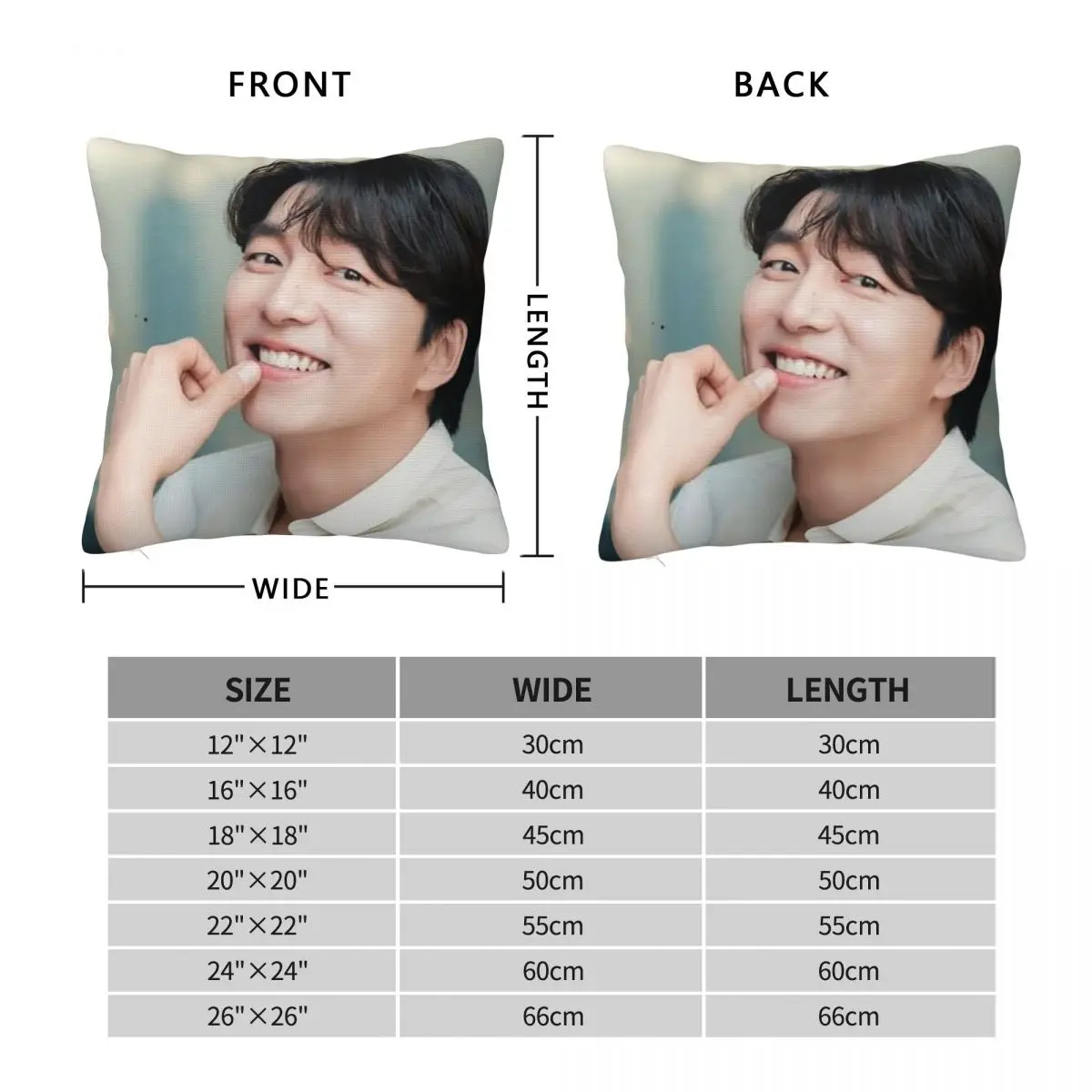 Gong Yoo Actor Square Pillowcase Polyester Linen Velvet Printed Zip Decorative Pillow Case Room Cushion Cover 18