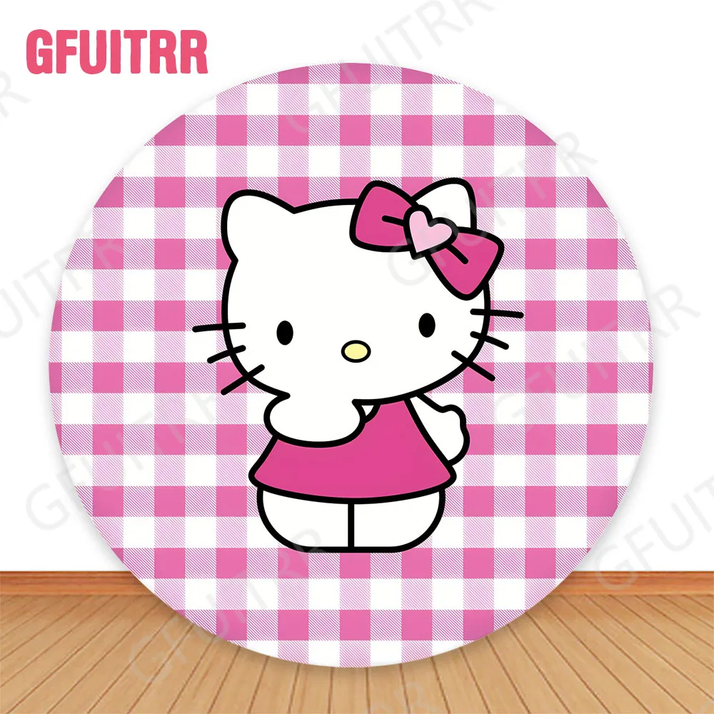 Sanrio Hello Kitty Round Photo Background Girls Baby Shower Decoration Birthday Party Circle and Cylinder Covers Photo Props