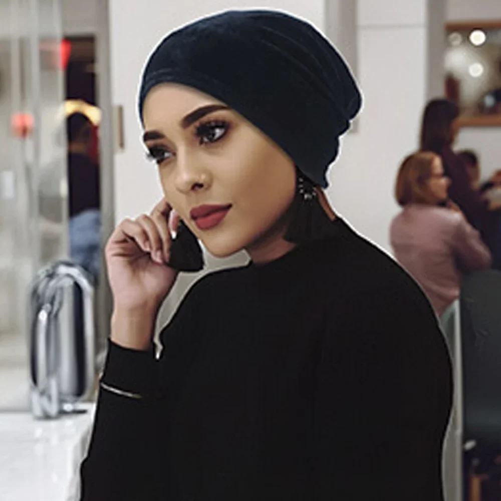 Muslim Women Inner Hijab Hat Velvet Turban Ninja Cap Underscarf Bone Bonnet Chemo Caps Hair Loss Head Wrap Turban Turbante Mujer