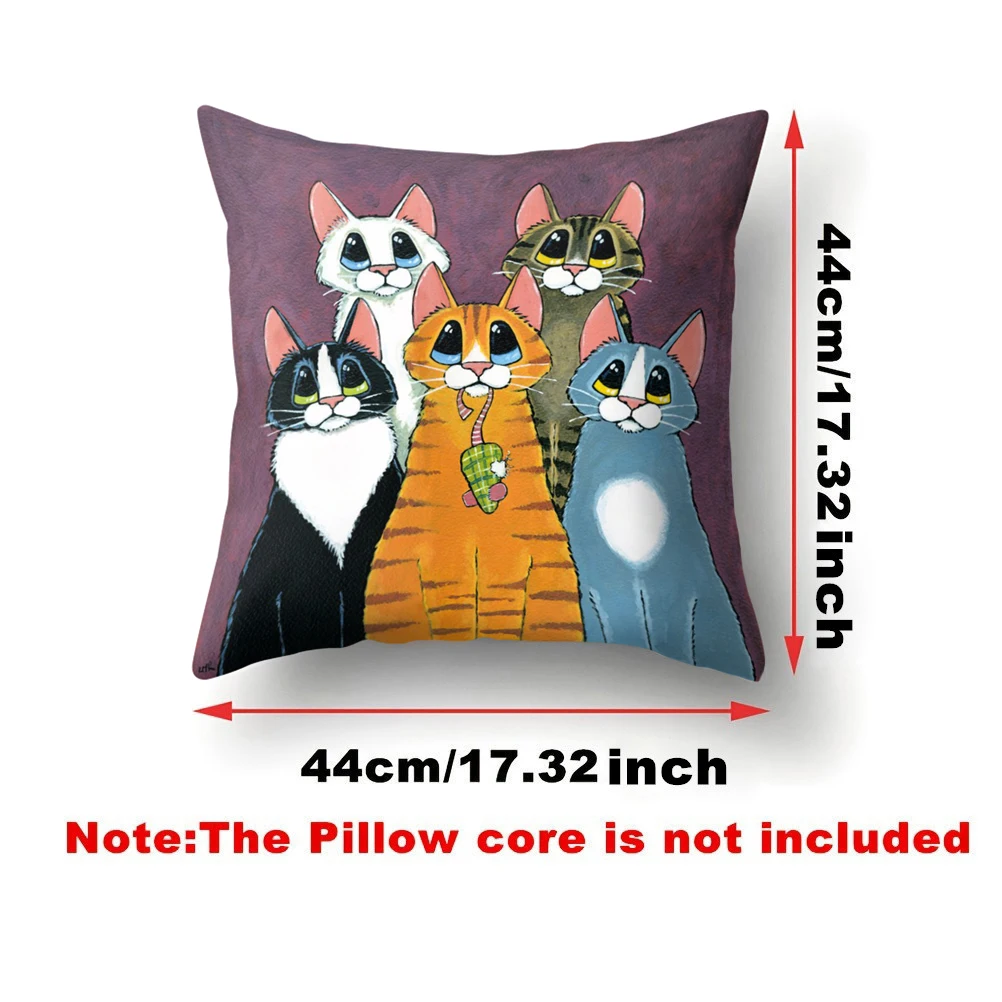 Hongbo Cartoon Cat Print Cushion Cover Throw Pillow Case Home Decor Sofa Car Seat Cushions