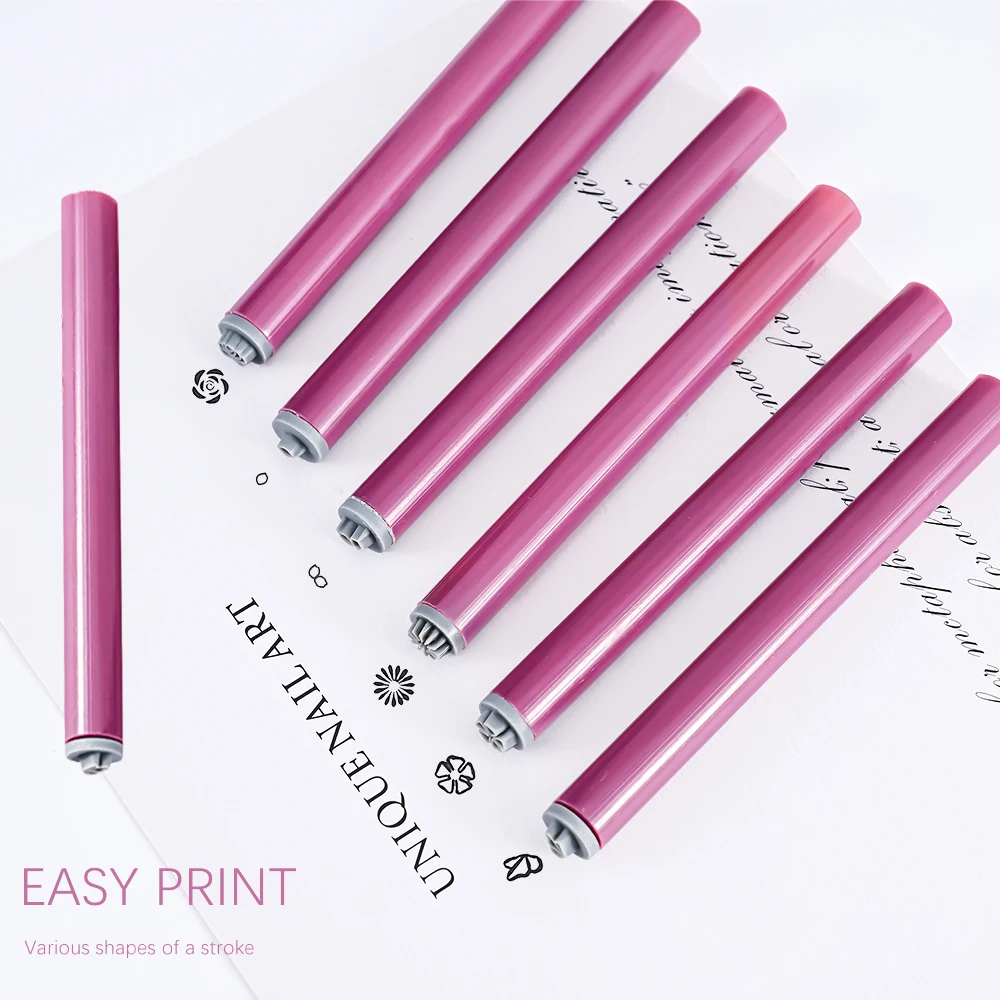 4/6/10Pcs Graffiti Drawing Nail Art Stamp Pen Set - DIY Nail Art Embellishment Flower Stamping Pens Nail Art Printing Templates