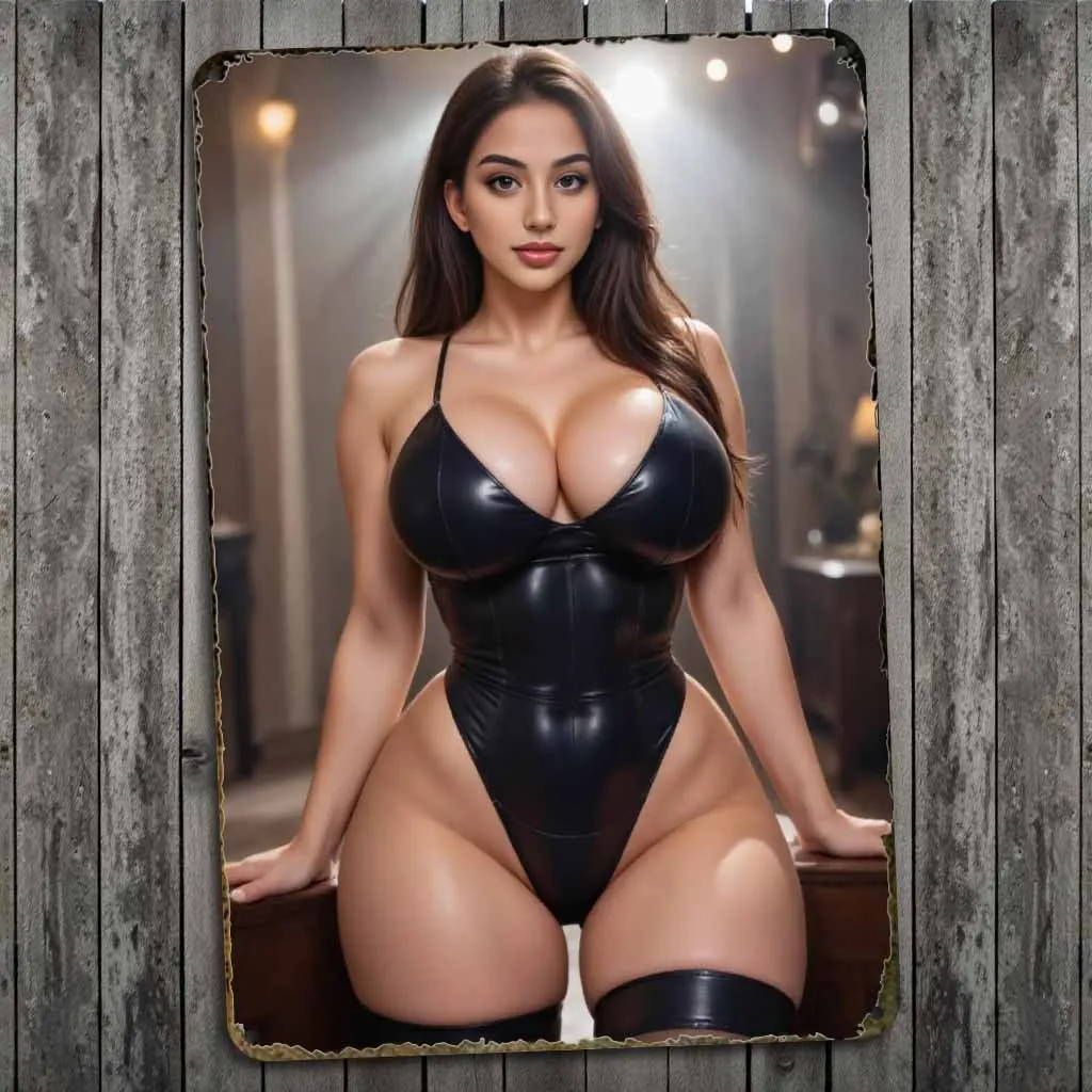 Exotic Elegance Black Latex Corset Art Print -  Moisture,Heat Resistant metal Metal Sign, Vintage Wall Decor for Home, Bar, Caf
