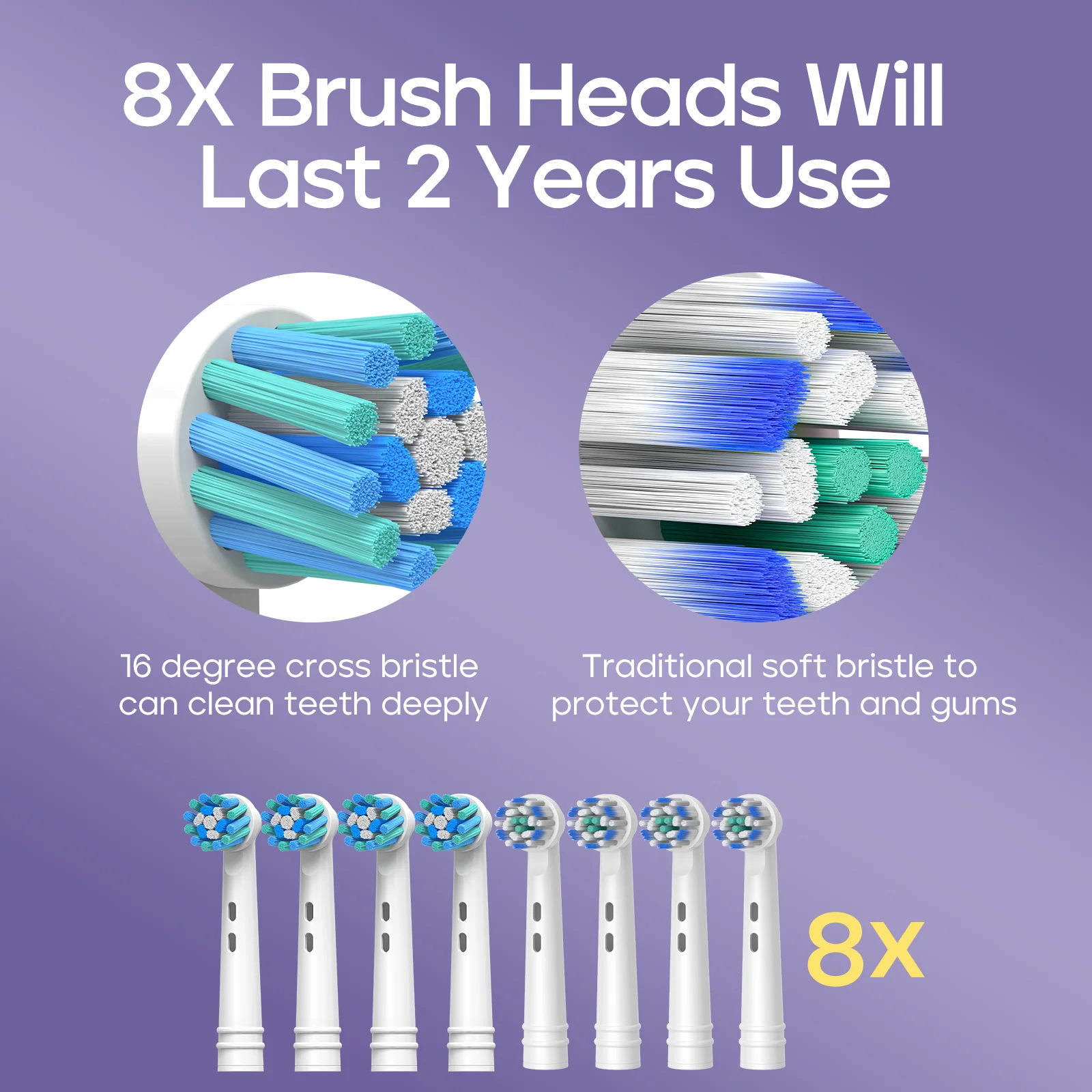 Seago Rotating Electric Rechargeable Toothbrush Teeth Cleaning with 8 Brush Toothbrush Heads 5 Modes Portable Smart Timer image 3