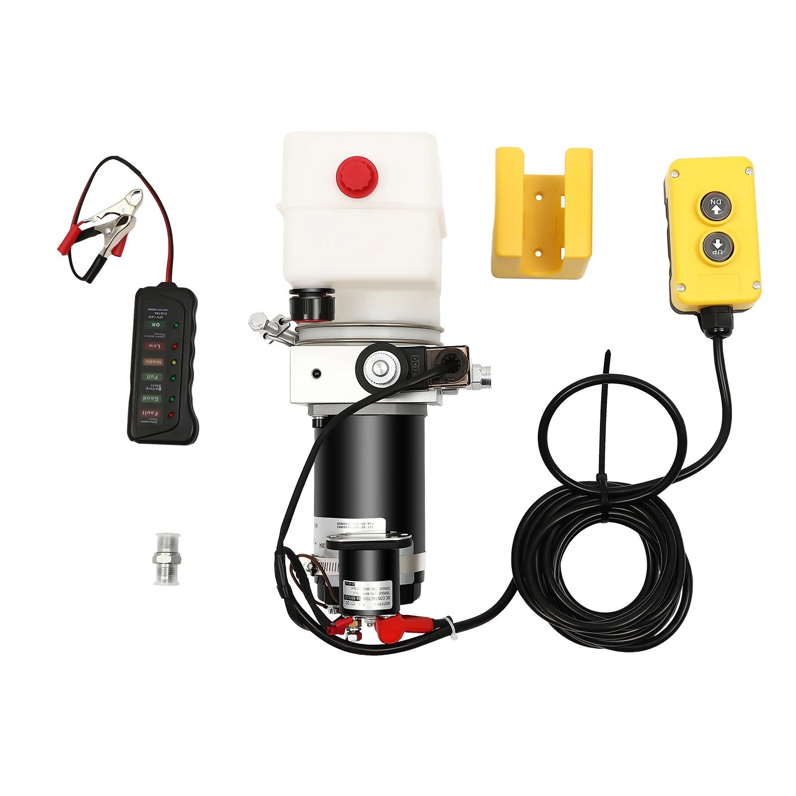 12V DC Single Acting Hydraulic Power Unit 800W 1.5L Translucent Oil Tank 4.5m Remote Control Relief Valve For Dump Trailer Lift Tailgate