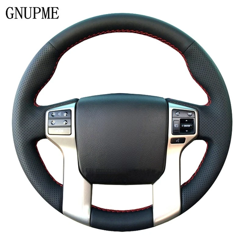 GNUPME DIY Artificial Leather Black Car Steering Wheel Cover for Toyota Land Cruiser Prado 2010-2014 Tundra Tacoma 4Runner