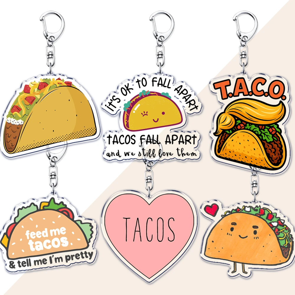 Trending Singer I Love Tacos Keychains for Women Accessories Aesthetic Mexican Taco Bell Keyring Fans Friends Gifts