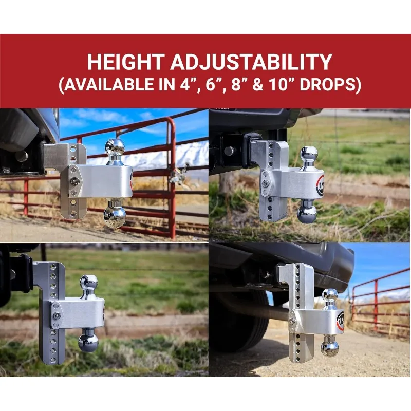 調整可能なトレーラーヒッチボールマウント、2.5インチレシーバー用6インチ調整可能なドロップヒッチ、4個のキー付き同様ロックセット付き