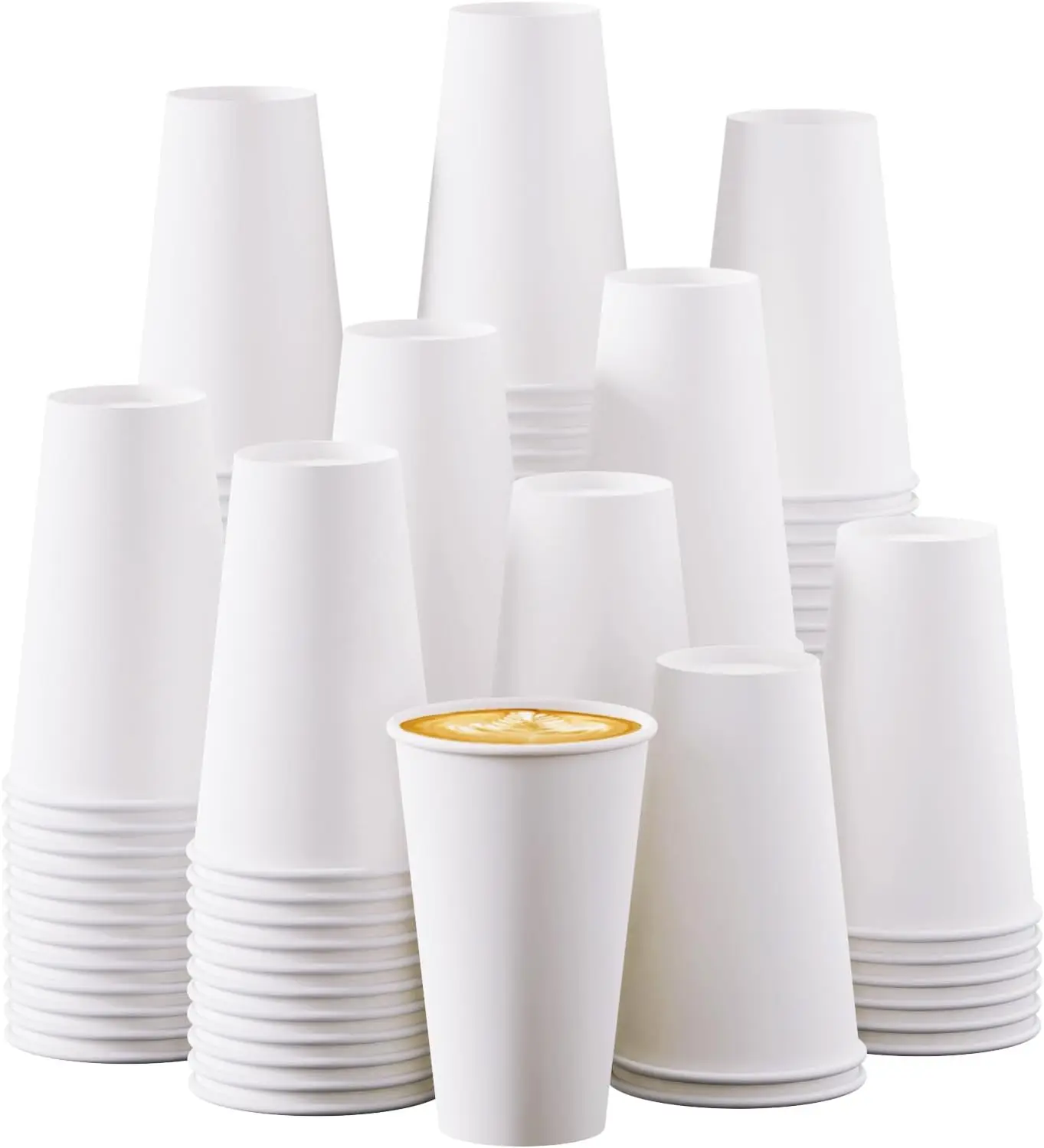 

Disposable Paper Coffee Cups 16oz, 210 Pack White Paper Cups,Disposable Hot Drinking Cups