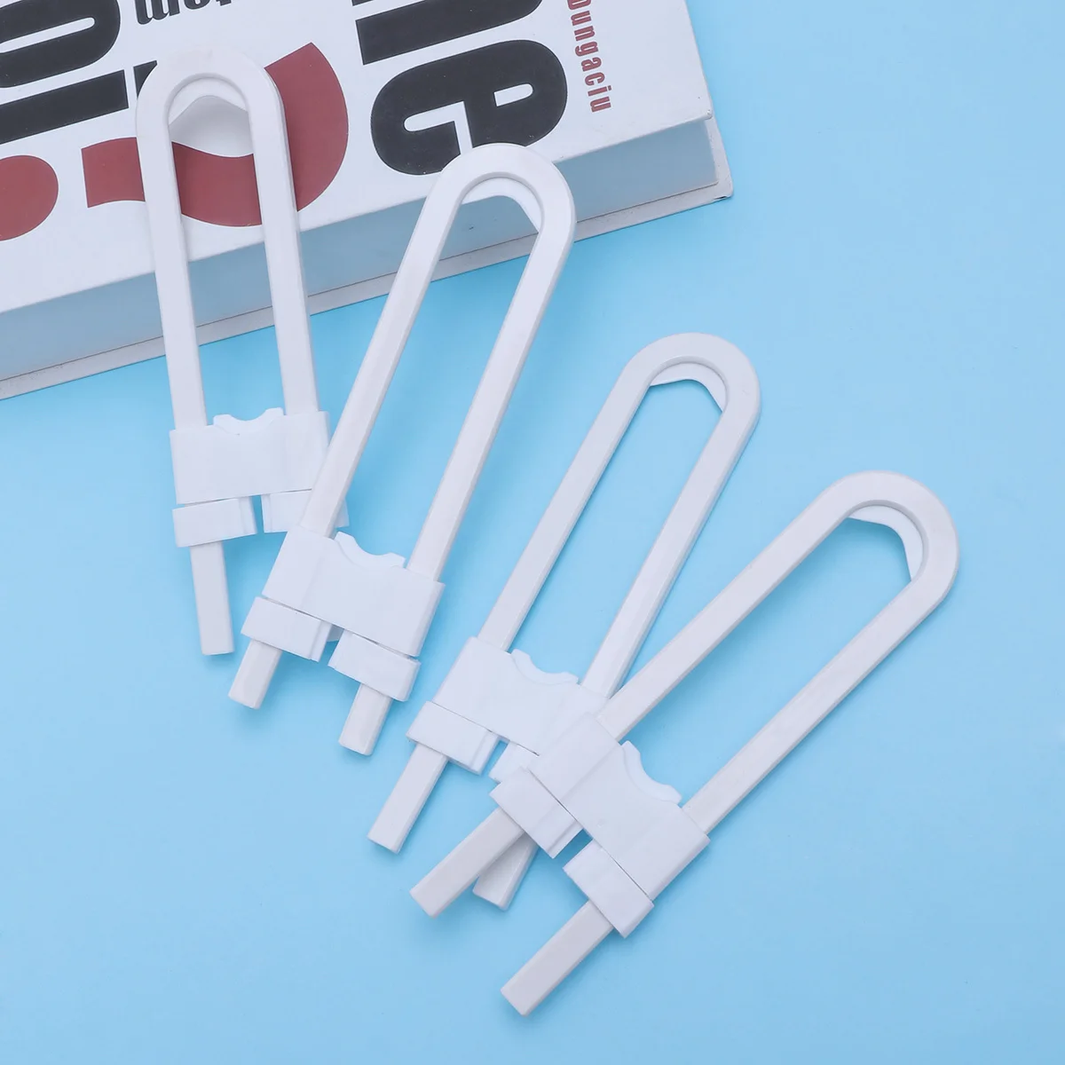 حزمة من قفل الخزانة، أقفال خزانة سلامة الطفل على شكل حرف U قابلة للتعديل بدون حفر لأبواب المطبخ، قفل خزانة الطفل #2