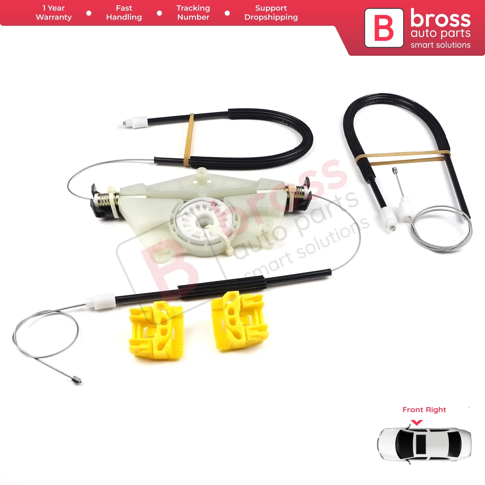 BWR52 Kit alzacristallo elettrico porta anteriore destra per VW Golf MK4 1997-2006 Jetta Bora A4 1J 1998-2006 4/5 D 1 jm898462