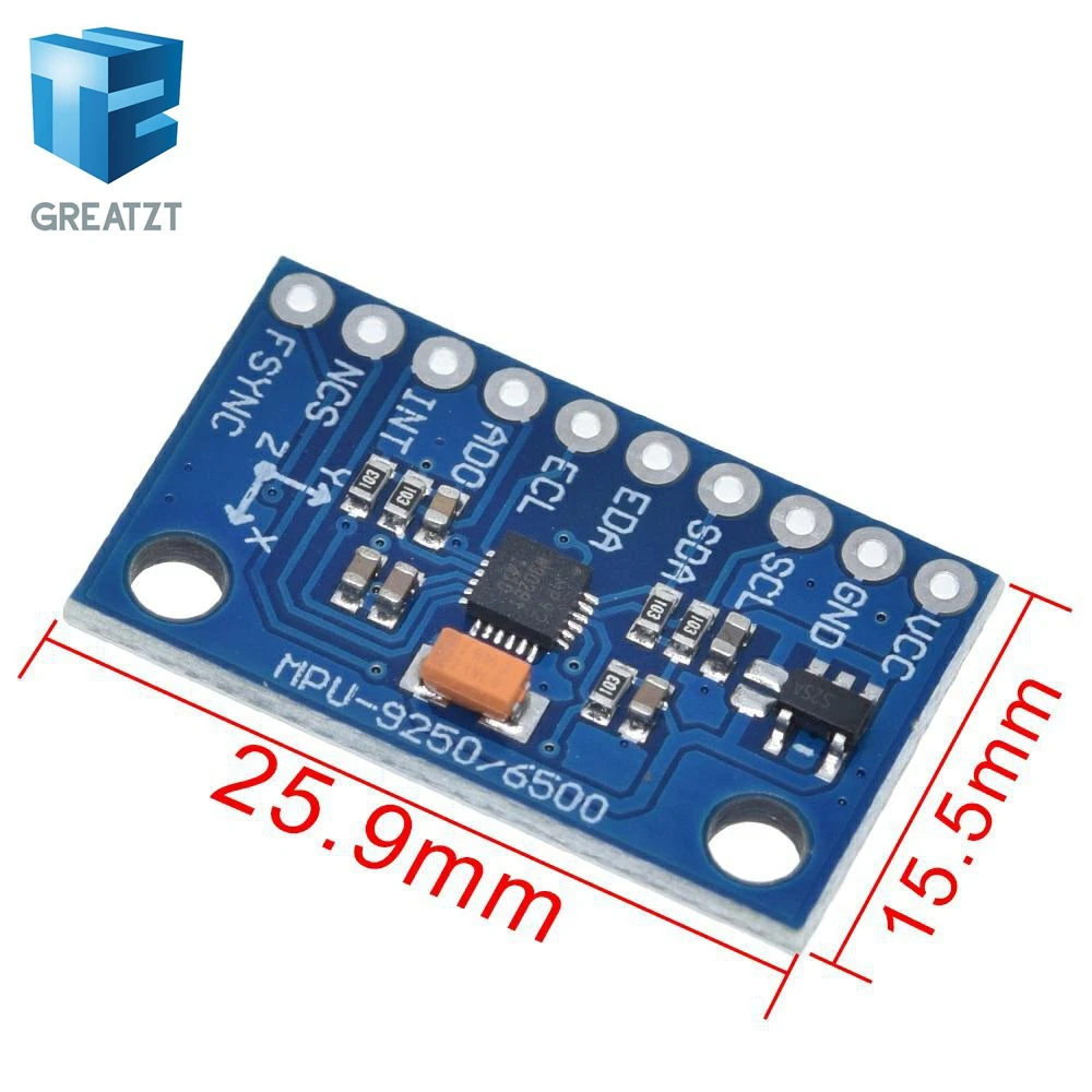 SPI IIC/I2C GY-9250 MPU 9250 MPU-9250 9-Axis Attitude +Gyro+Accelerator+Magnetometer Sensor Board Module MPU9250 3-5V Power DIY
