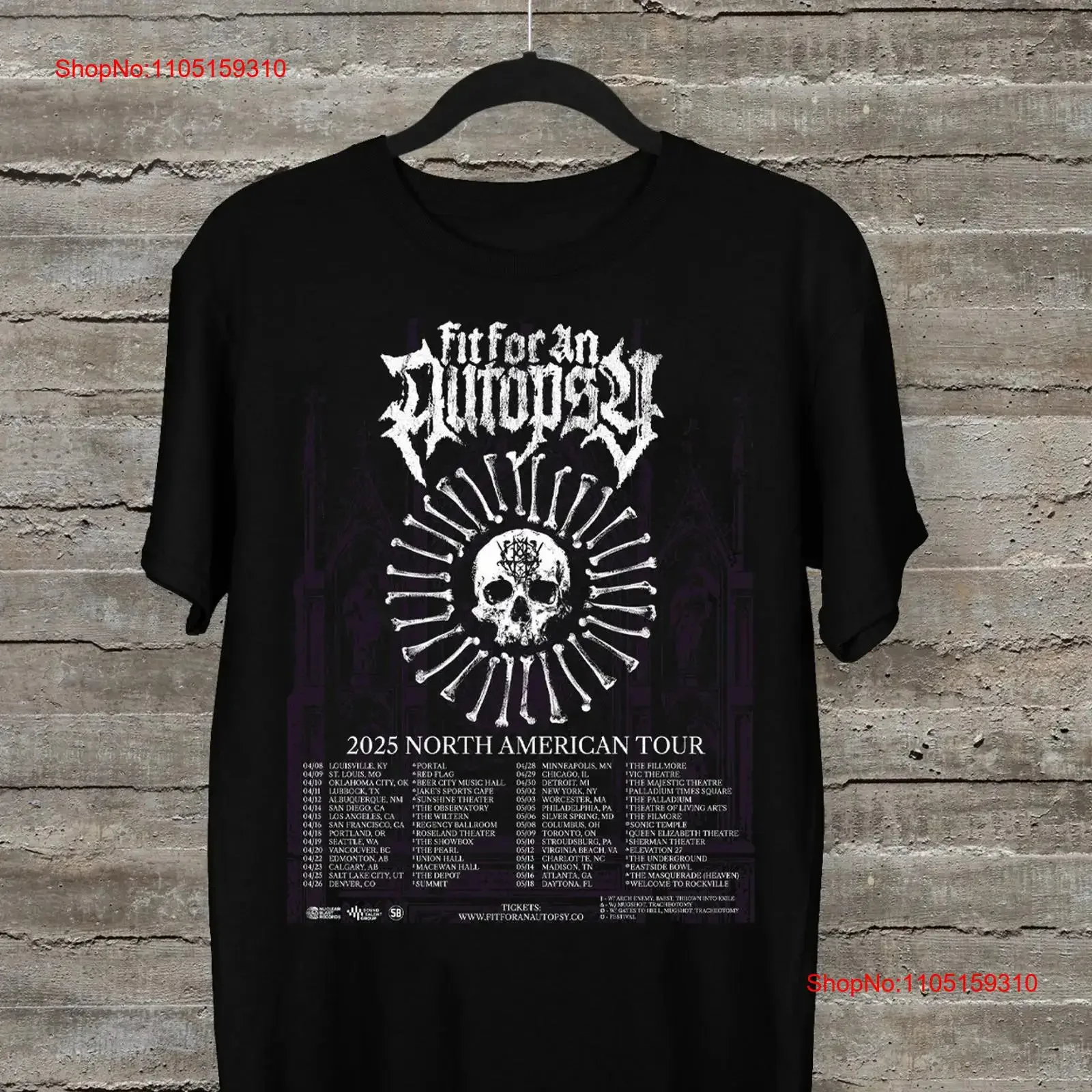

NEW Fit For An Autopsy North American tour 2025 T Shirt All Size AR1390 vintage Washed Top For Everyday Wear Casual Unisex