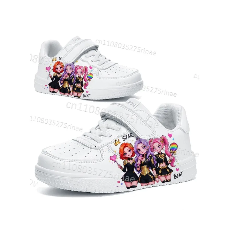 2027 Kawaii Outdoor Street Style Girl Group Printed Children Outdoor Flat Shoes Soft Sole Durable Light Sports Shoes