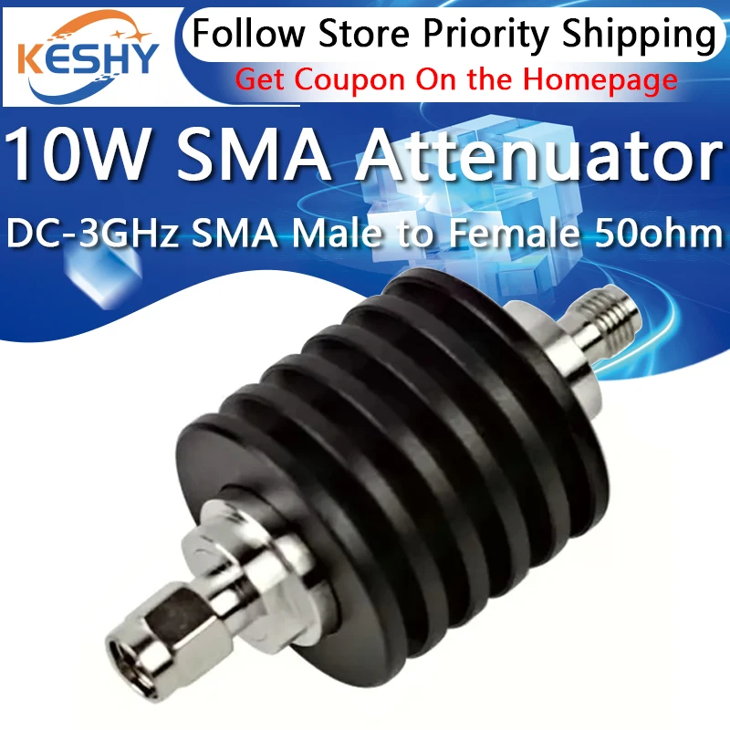 

10W SMA Coaxial Attenuator SMA Male to SMA Female 50ohm DC-3GHz 1DB 2DB 3DB 5DB 6DB 10DB 15DB 20DB 25DB 30 40 50DB RF Attenuator