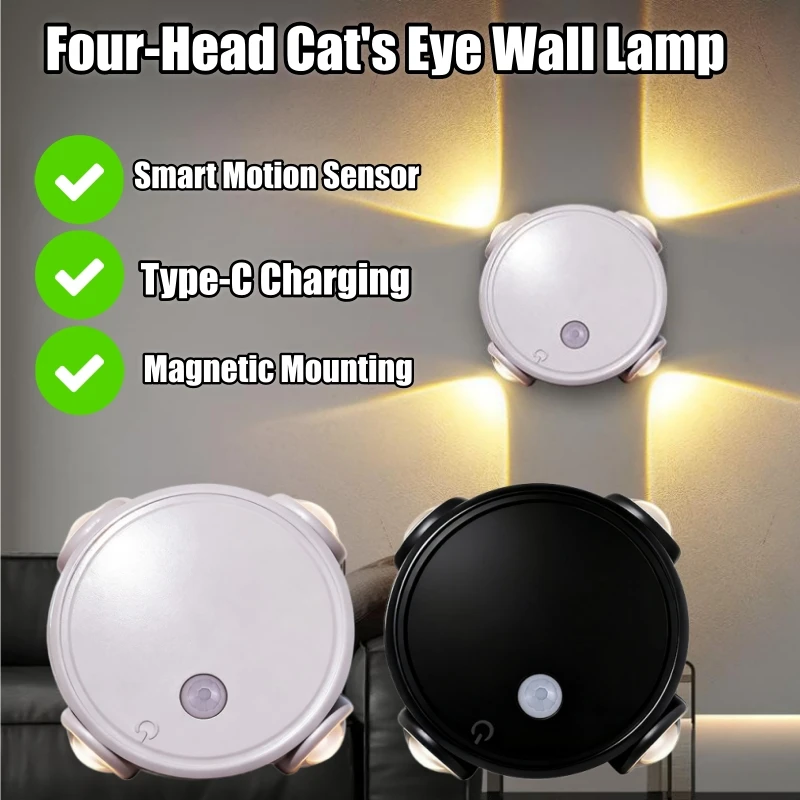 ضوء ليلي مغناطيسي لاسلكي لحركة باب غرفة النوم، عصا لاسلكية على الحائط، لا حاجة إلى أسلاك، سهلة التركيب #1