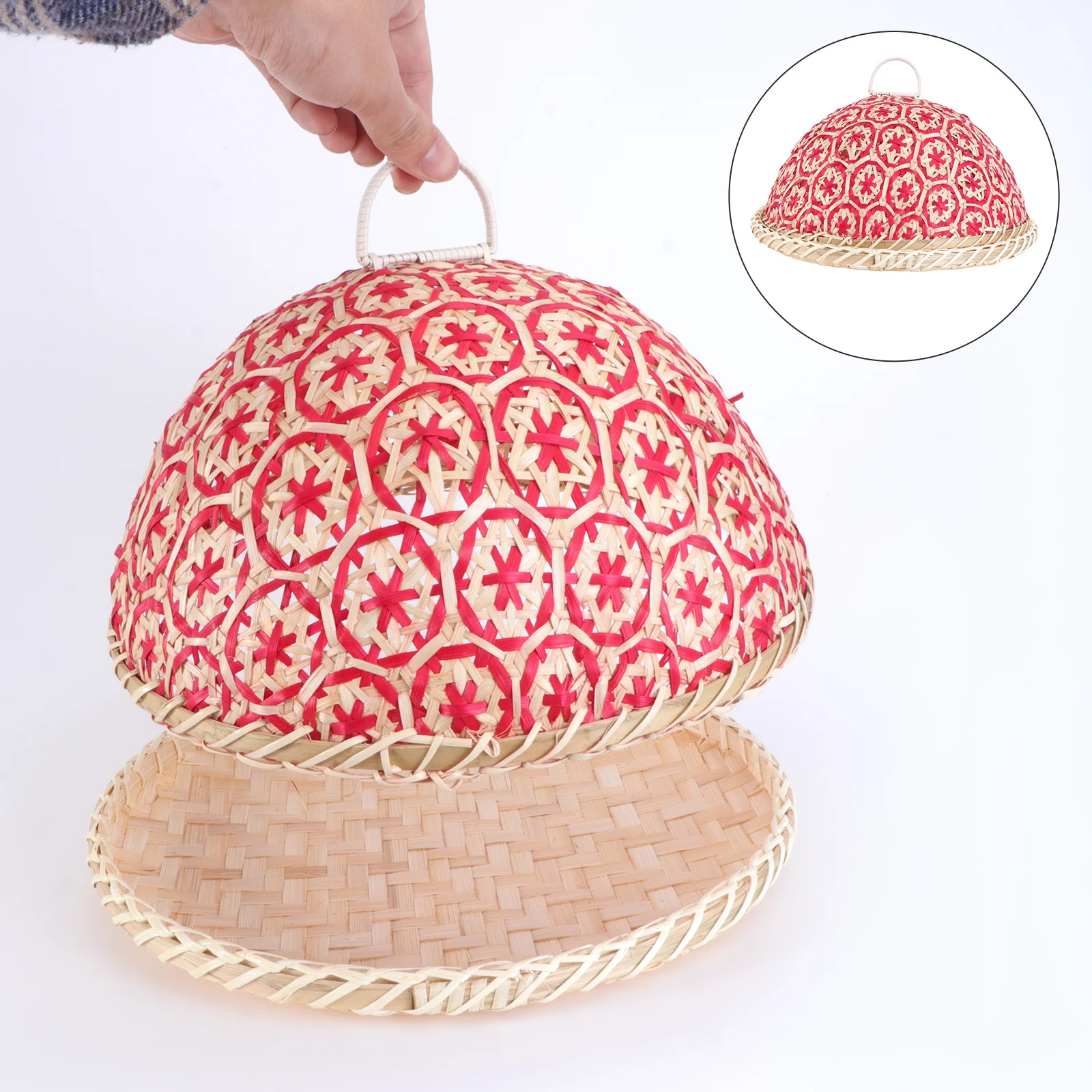 

1Set Woven Food Lid Tray Cover Random Color Simple Practical Design Clean Tidy Kitchen Food Holder Cover Kitchen Supply