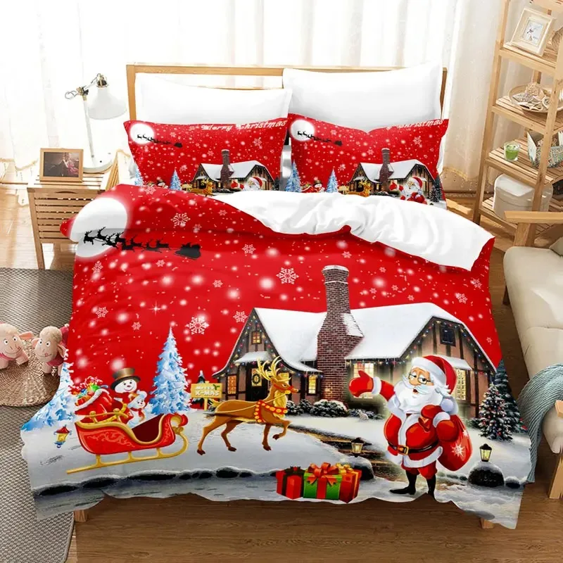 

3D Christmas Print Quilt Cover Bedding Set Duvet Comforter Pillow Case Bed Linen Twin Queen King Double Full Single