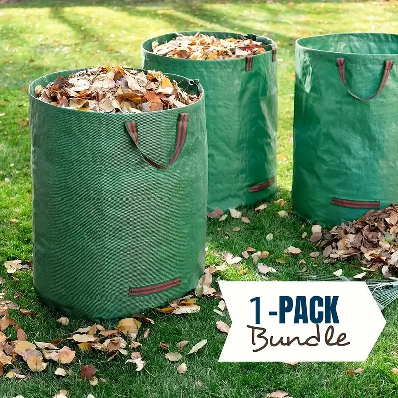 Extra Large Waterproof PP Woven Garden Waste Bag, Foldable Leaf & Plant Debris Collection Sack for Lawn Camping