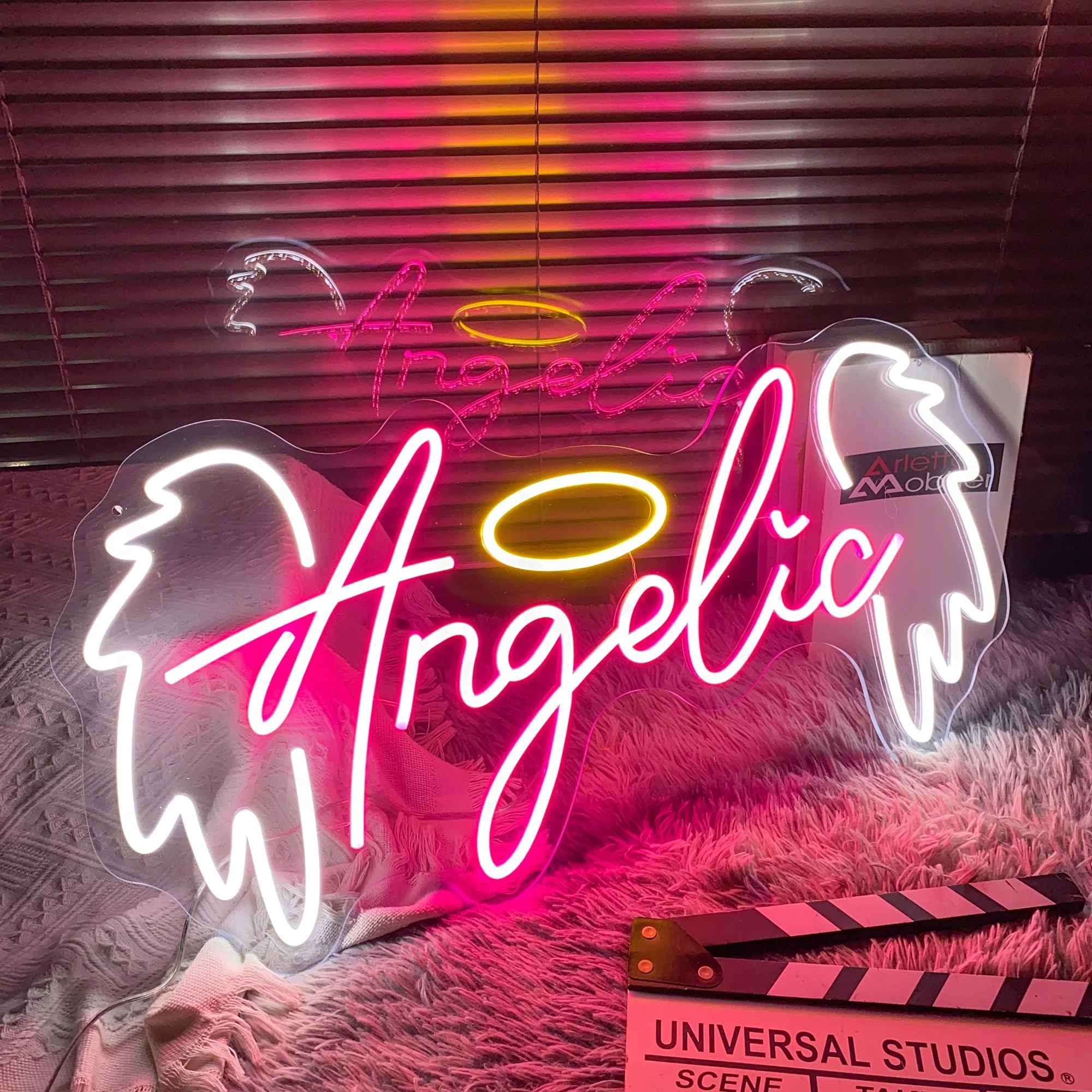 Imagem -04 - Asa Led Neon Sign Angel Wings Decoração Personalizada Decoração do Negócio Fundo de Parede Art Led Light Casa e Bar