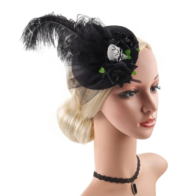 

Halloween Skull Hat Barrettes Gothicism Cosplay Hair Clip Hairpin Accessory for Parties 15UB