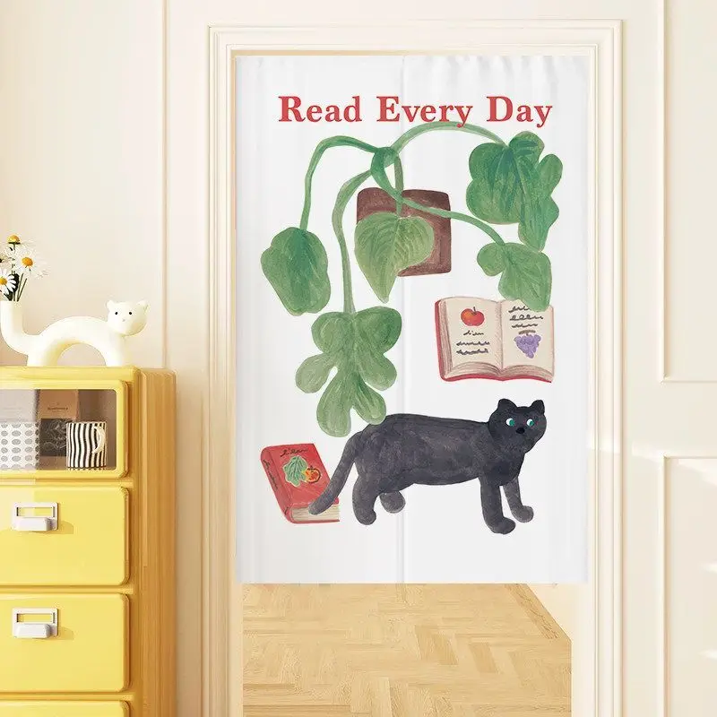 VIKAMA Fresh Cartoon Curtain Bedroom Partition Curtain Living Room Bedroom Entrance Half Curtain Cafe Porch Decoration