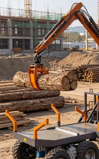 Custom Heavy Duty Log Trailer with Hydraulic Grapple Crane Forestry Loader Timber Transport Machine