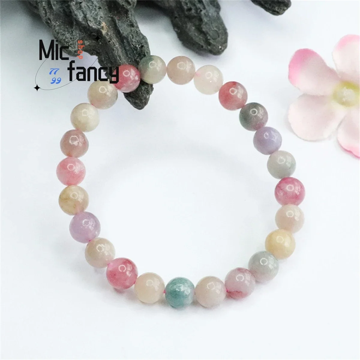 

Natural Multi-color Candy Tourmaline Crystal Bracelet Simple and Generous Personality Fashion Exquisite Women Jewelry Craft Gift