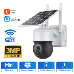 INQMEGA-cámara IP PTZ Solar TUYA para exteriores, Panel Solar de vigilancia, cámara de seguridad Compatible con Alexa y Google Home