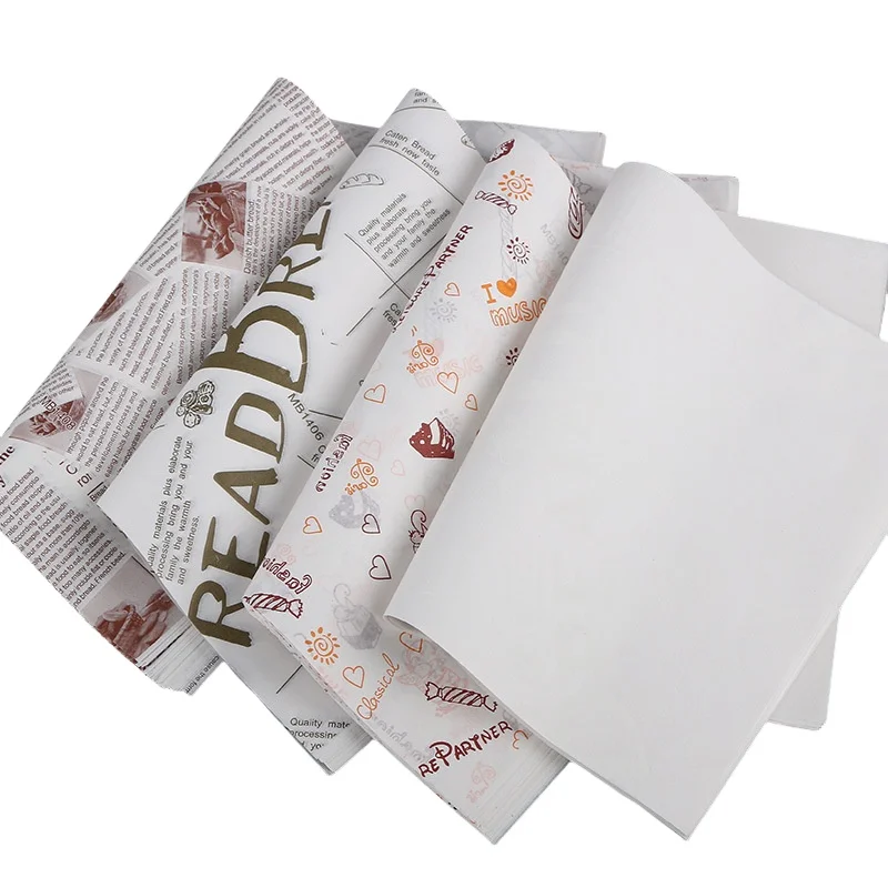 Wholesale 500pcs Wax Paper Baked Foods Wrapping Cake Swiss Roll Sandwich Hamburger Fast Food Greaseproof Paper Packaging WJ109