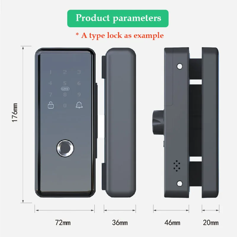 Curved Hook Smart Lock For Sliding Glass Door Fingerprint Electronic Lock Optional Bluetooth ttlock Tuya Smart Wifi lock