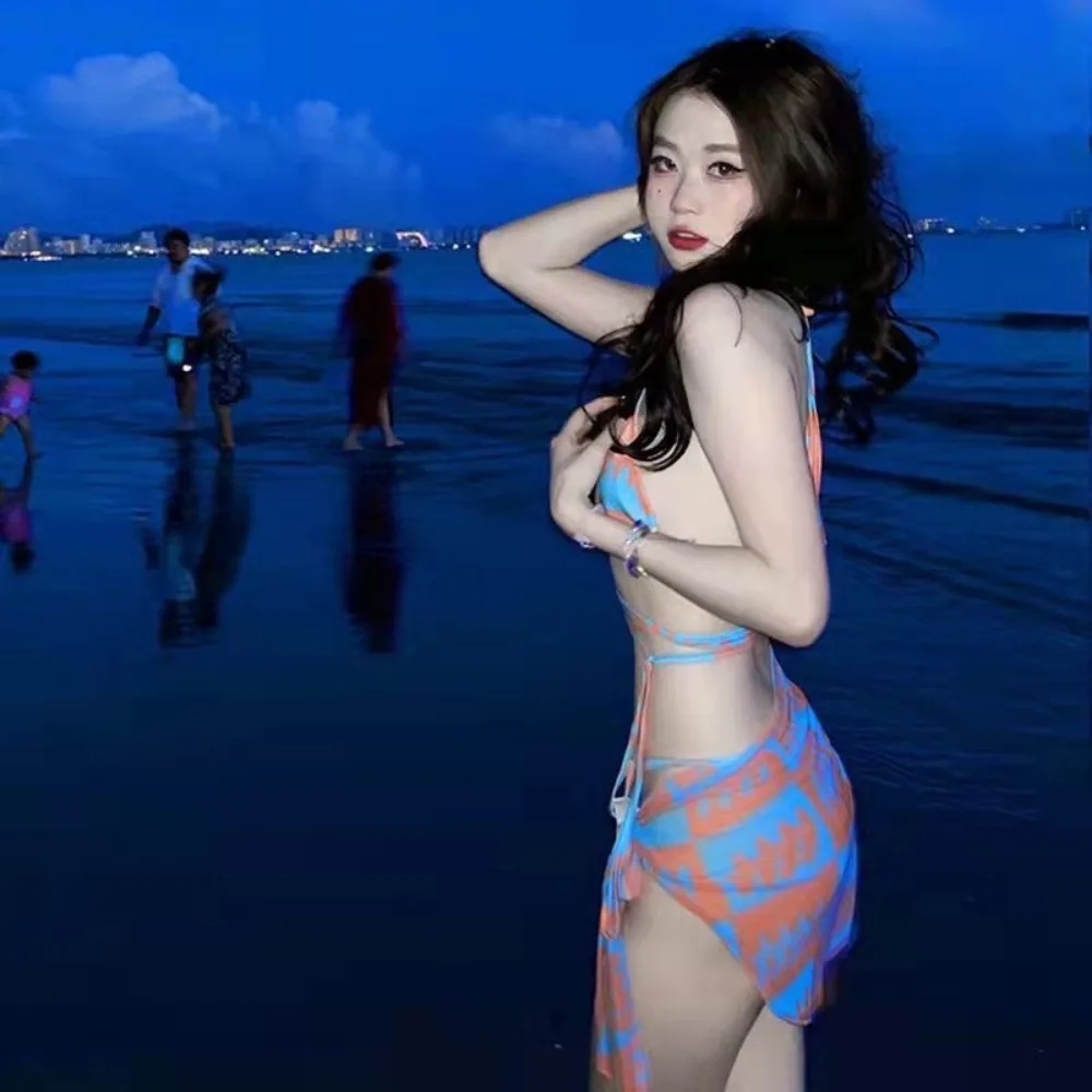 Badpak dames bikini borstkussen driedelige set sexy pittig meisje borst verzameld pronken prinses stijl billen