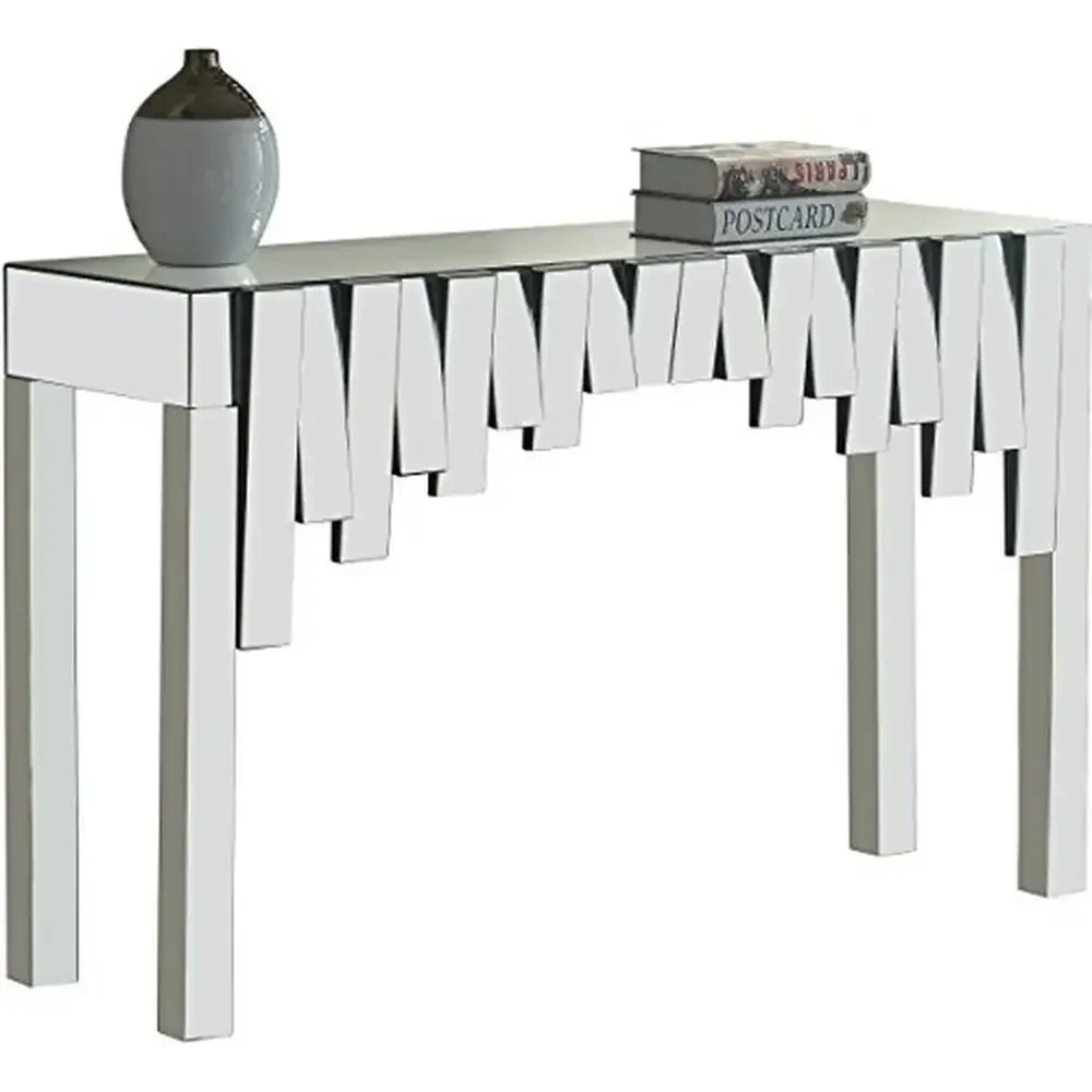 Contemporary Geometric Mirrored Console Table 48