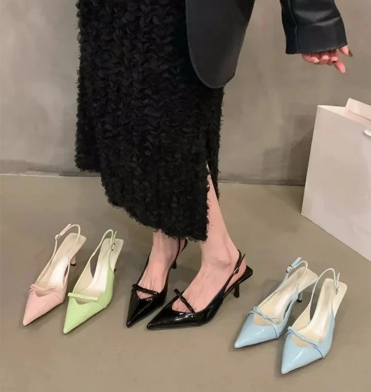 

2024, весенняя женская обувь, модные однотонные сандалии без шнуровки с острым носком, сексуальные туфли-лодочки на тонком высоком каблуке