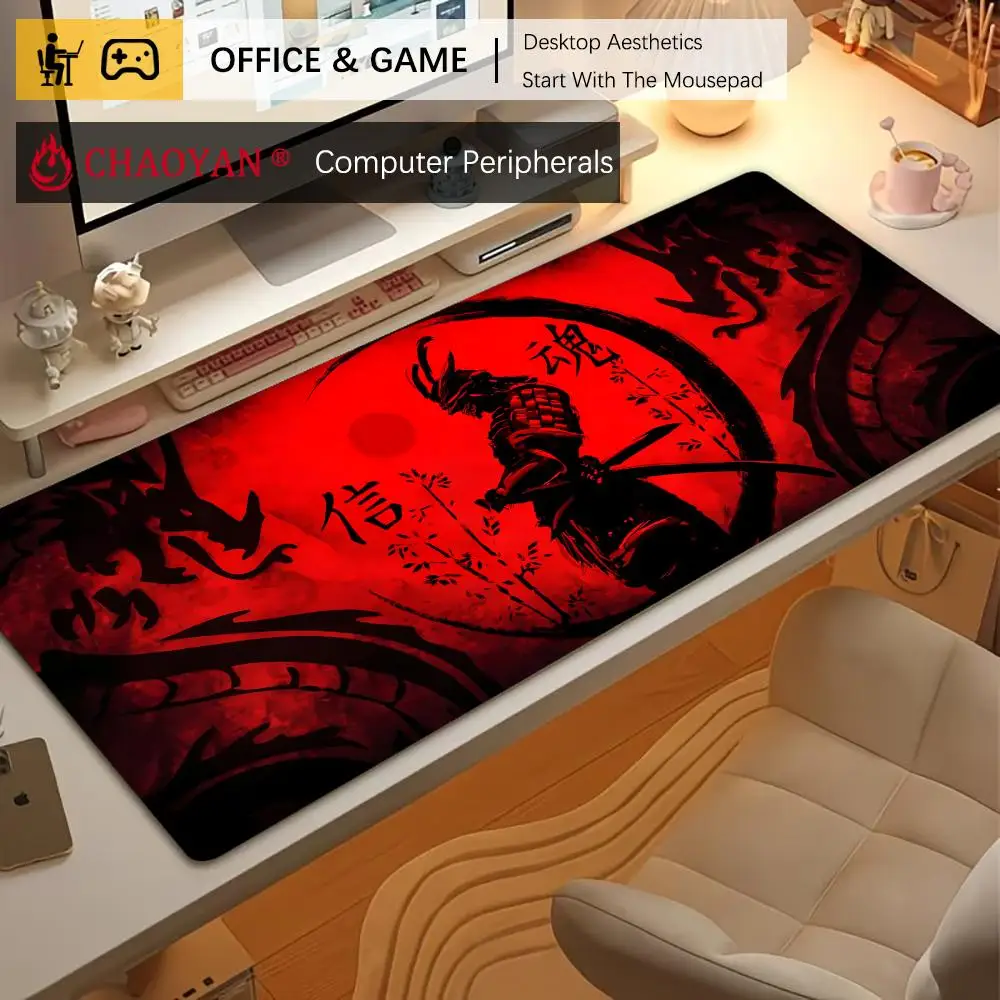 

Dark Warrior and Red Moon gaming Mouse Pad Desk Mat Non-Slip Durable office mouse mat gaming mats with Stitched Edge HD printing