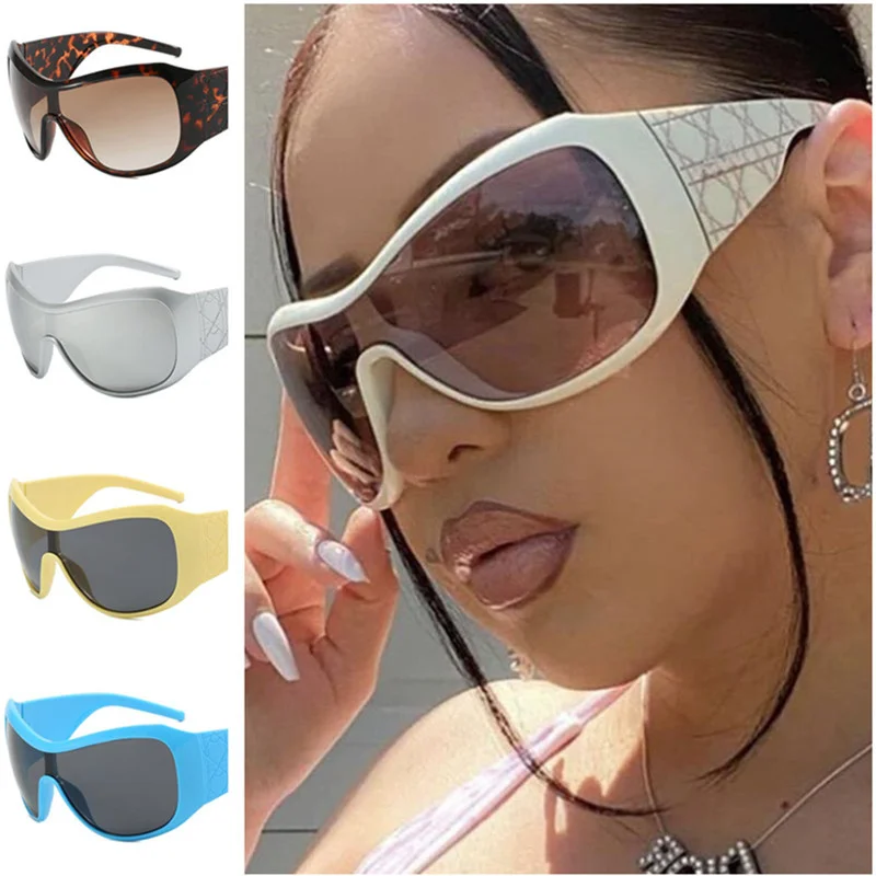 Fashion Sun Glasses Width Temples Anti-UV Spectacles Eyeglasses Personality Ornamental Oversized Frame Face Mask Sunglasses