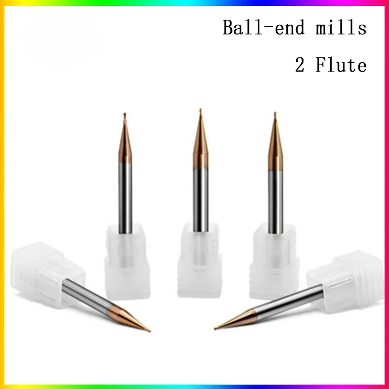 

NEW HRC55 2-Flute tungsten steel ball nose end milsl Small slot diameter 0.2mm 0.3mm 0.4mm 0.5mm 0.6mm 0.7mm cnc milling machine